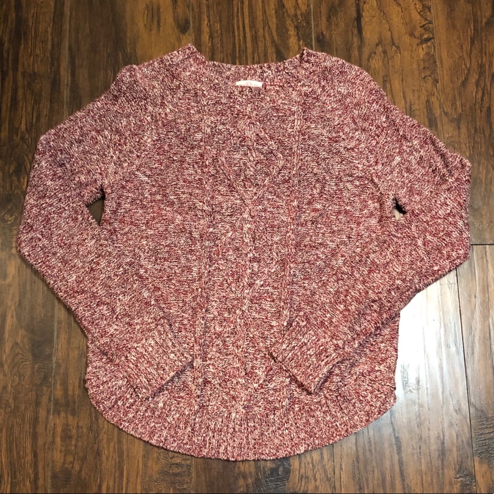 Cute SO Pink Cable Knit Crewneck Sweater Size L